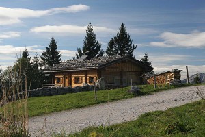 Kaser aus Holz auf einer Alm